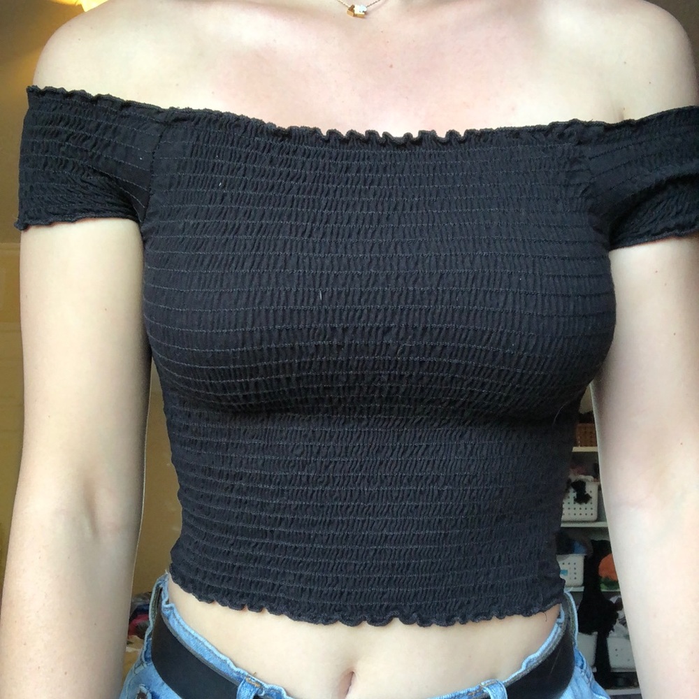 Kimichi Blue. Off the shoulder crop top.